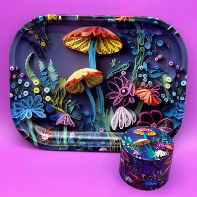 Rolling Tray & Grinder - 3D Floral Set
