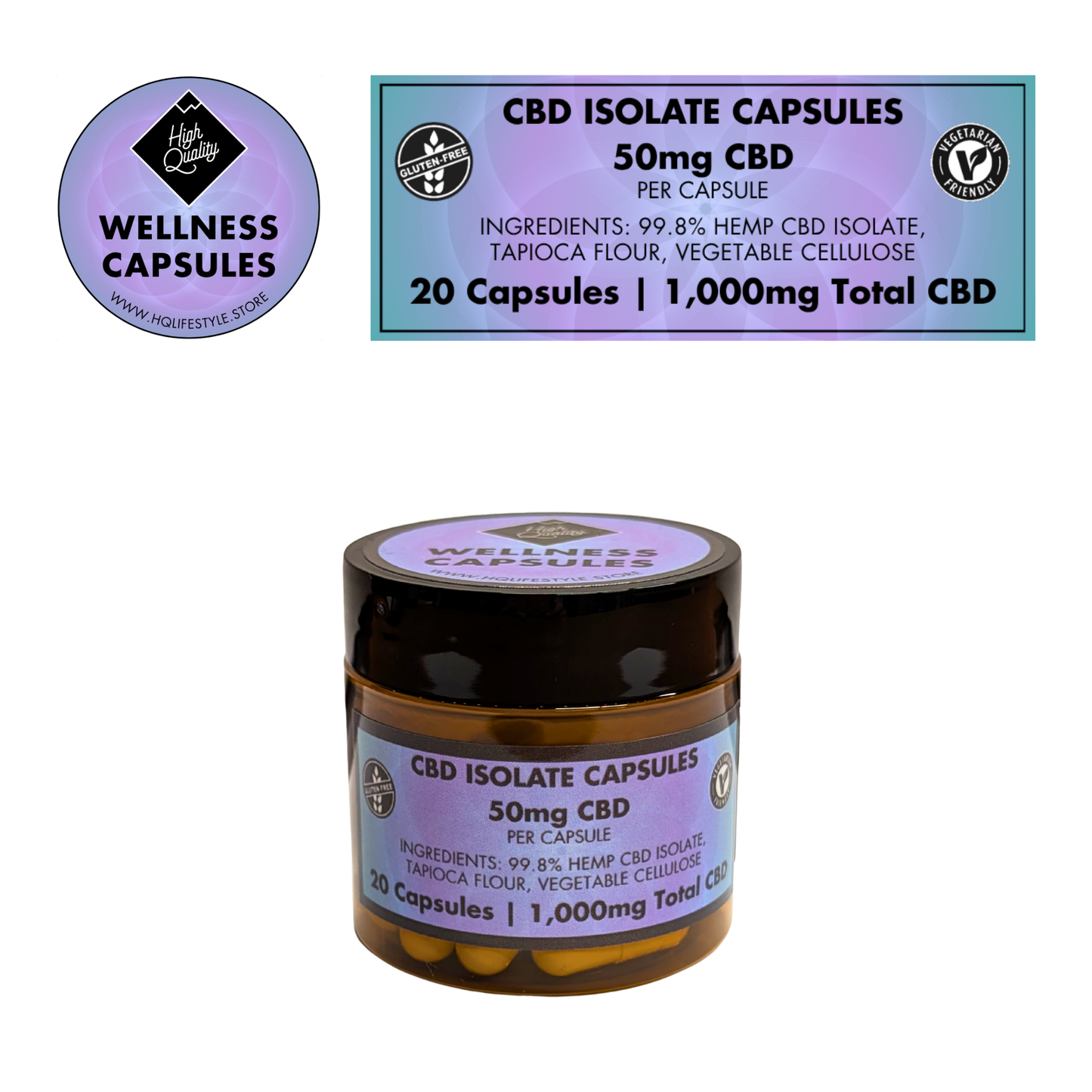 High Quality 50mg CBD Isolate Capsules